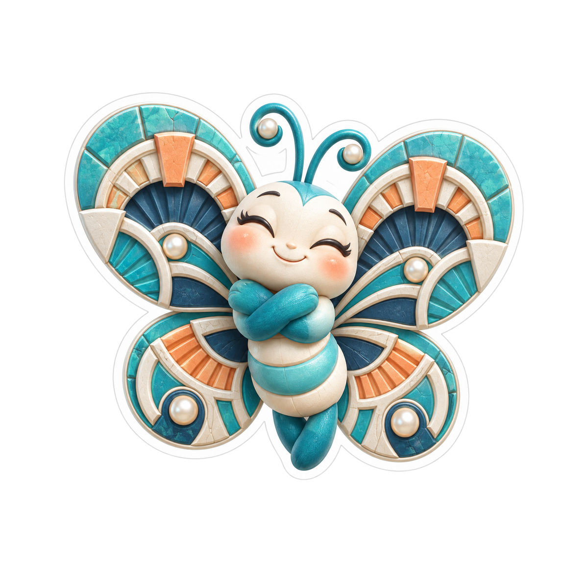 Butterfly Turquoise Keystone Mosaic Hug Vinyl Sticker Decal