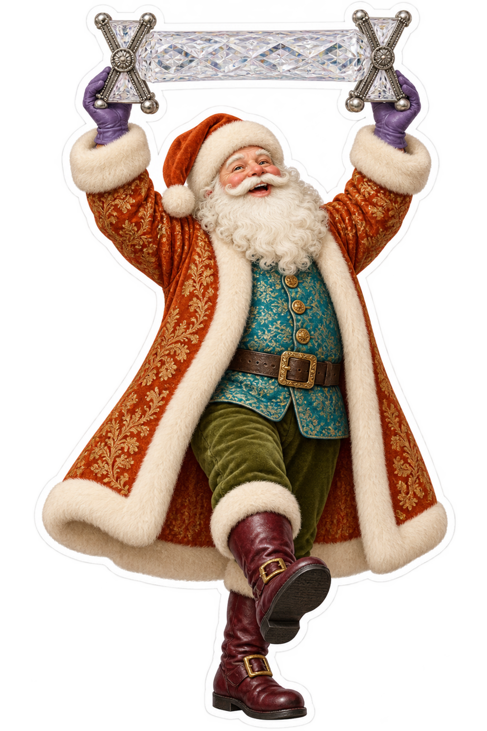 Santa Victorian Crystal Silver Knife Rest Vinyl Sticker Decal