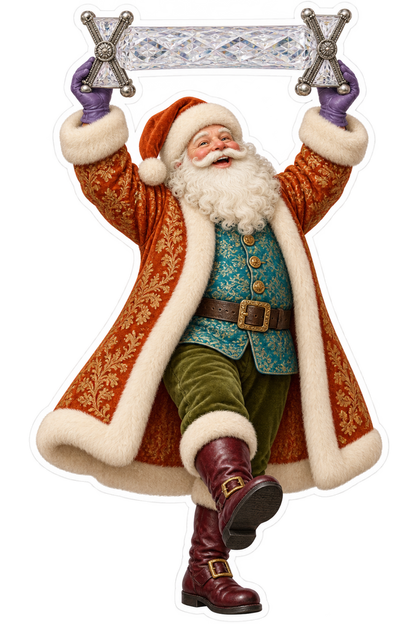 Santa Victorian Crystal Silver Knife Rest Vinyl Sticker Decal