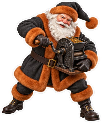Black Orange Santa Holding Tobacco Cutter Vinyl Sticker Decal