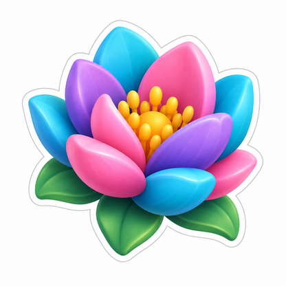 Turquoise Blue Pink Violet Blossom Vinyl Sticker Decal