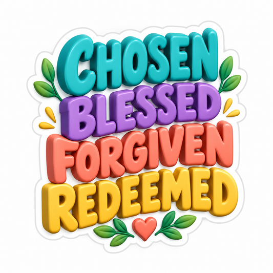 Chosen Blessed Forgiven Redeemed Flowers Vinyl Sticker Decal