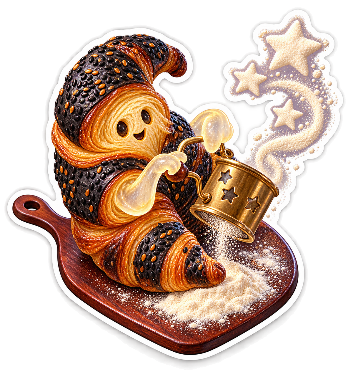Black Sesame Croissant Phantom Star Flour Sifter Vinyl Sticker Decal