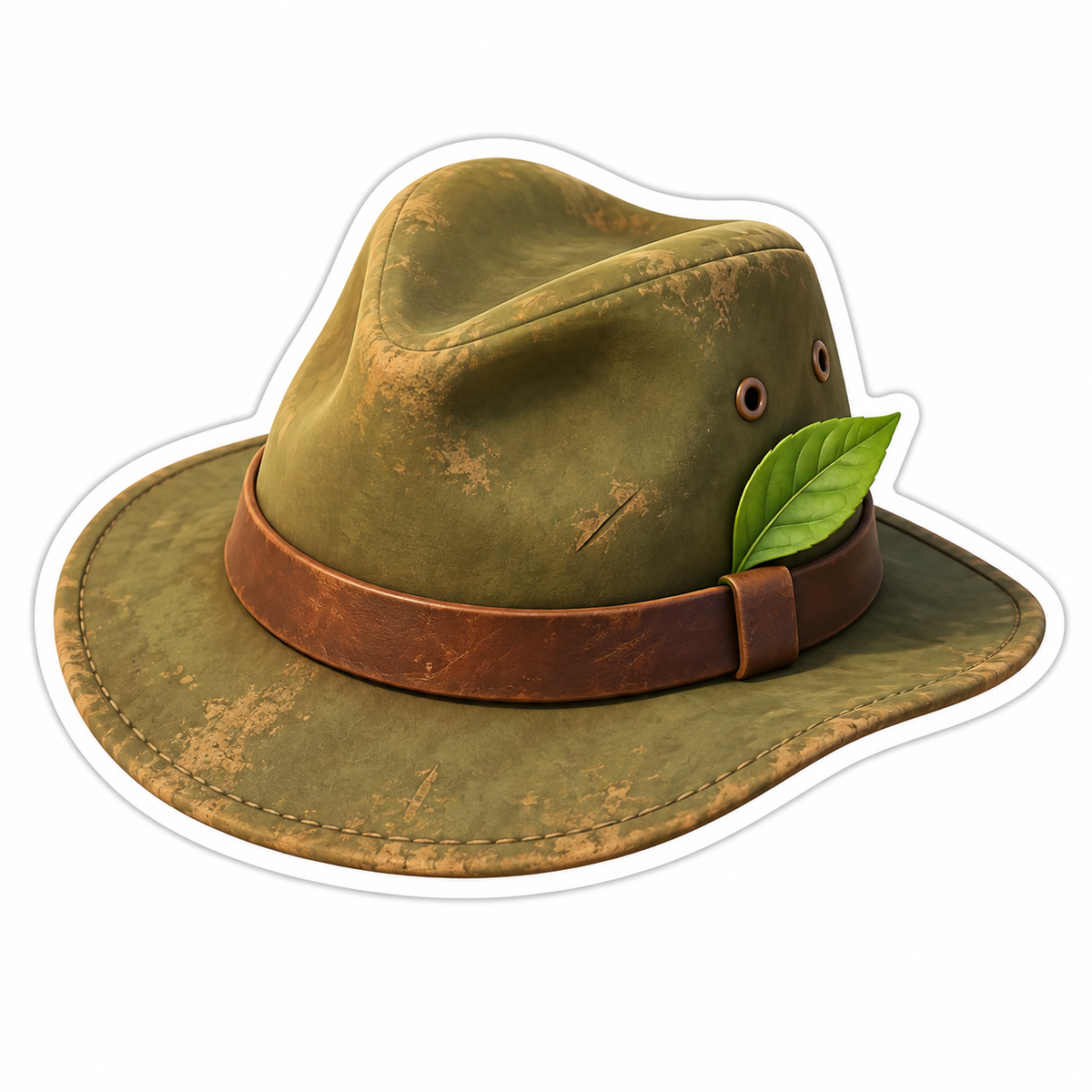 Weathered Olive Explorer Hat Vinyl Sticker Decal