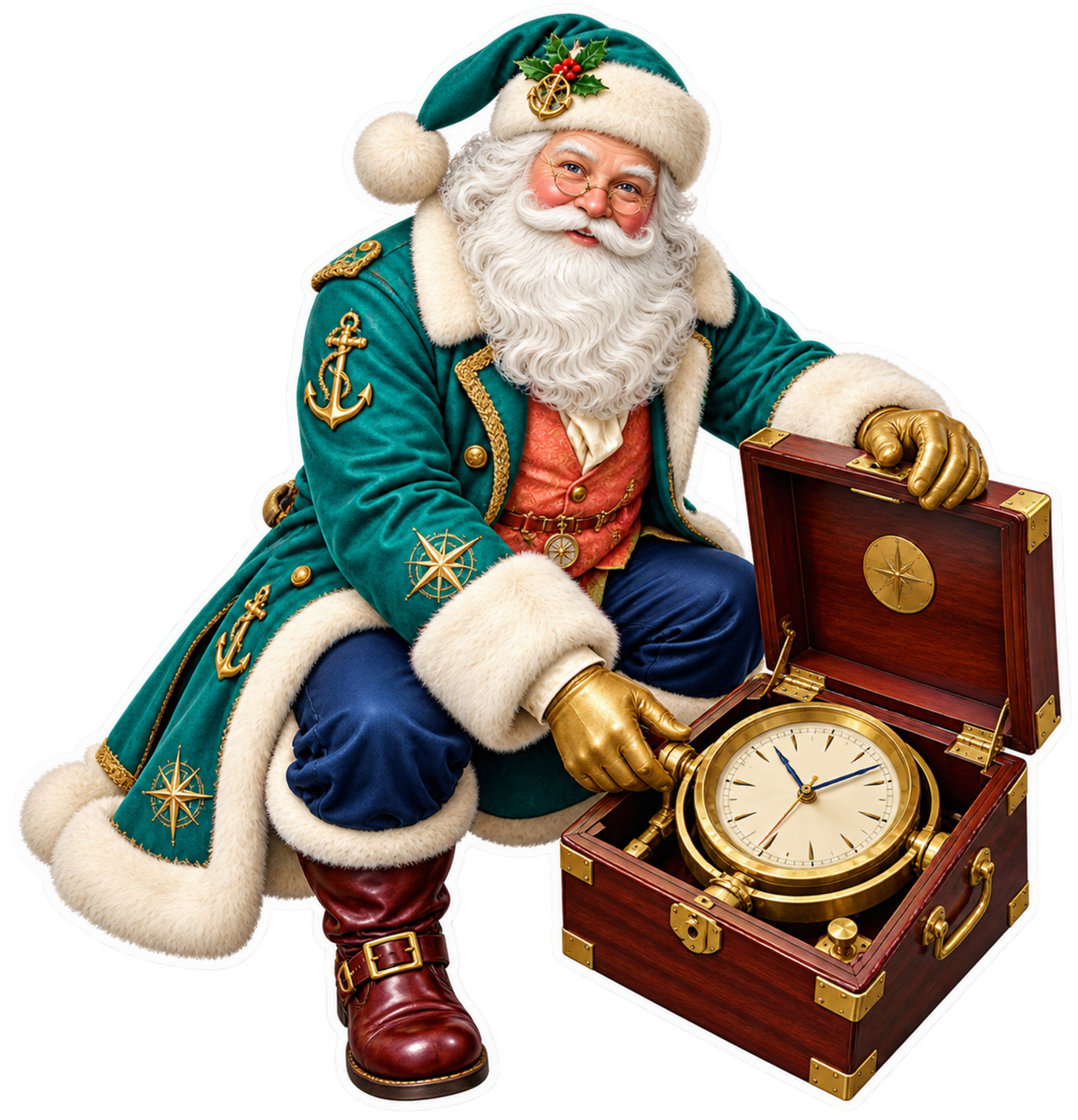 Santa Vintage Stitched Leather Rugby Ball Vinyl Sticker Decal