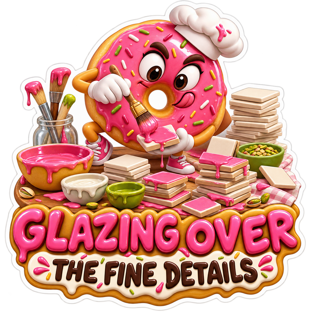 Glazing Fine Details Doughnut Vinyl Sticker Decal