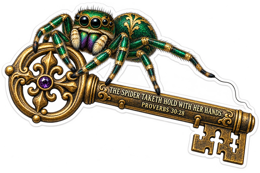 Bible Proverbs 30 28 Spider Palace Key Vinyl Sticker Decal
