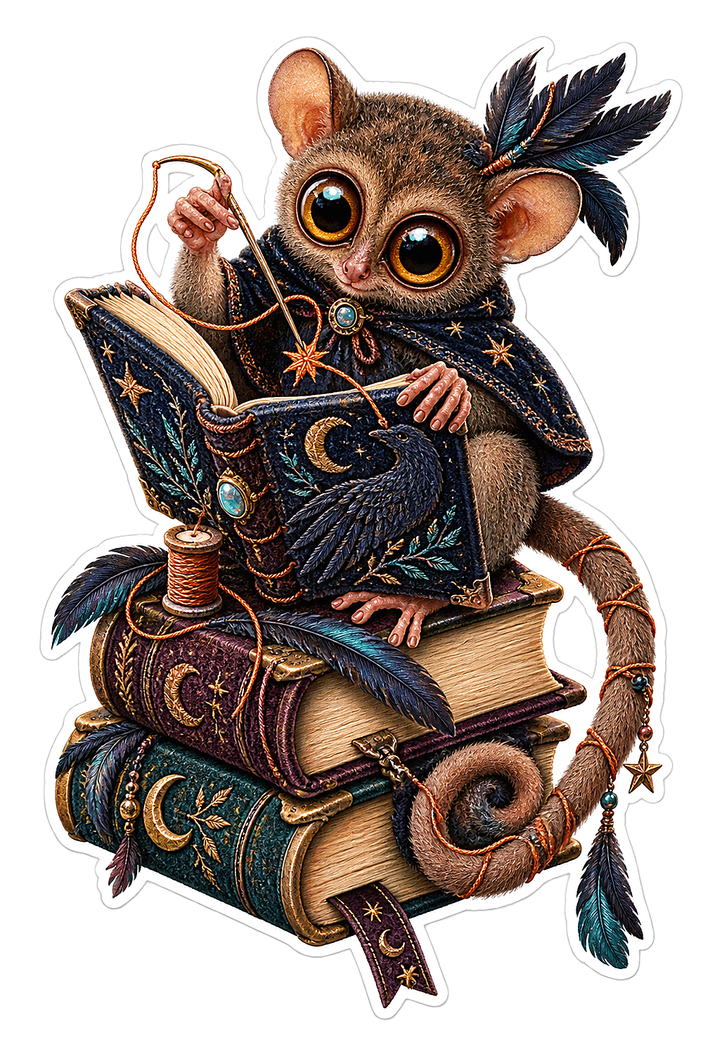 Embroidered Tarsier Raven Almanac Binder Vinyl Sticker Decal