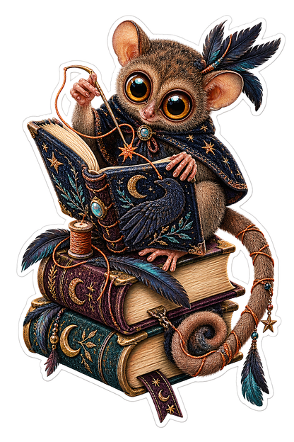 Embroidered Tarsier Raven Almanac Binder Vinyl Sticker Decal