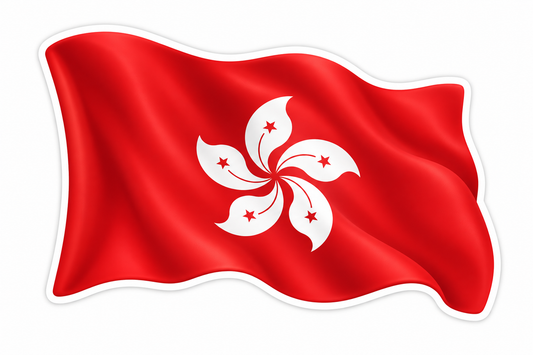 Hong Kong White Flower Waving Flag Vinyl Sticker Decal