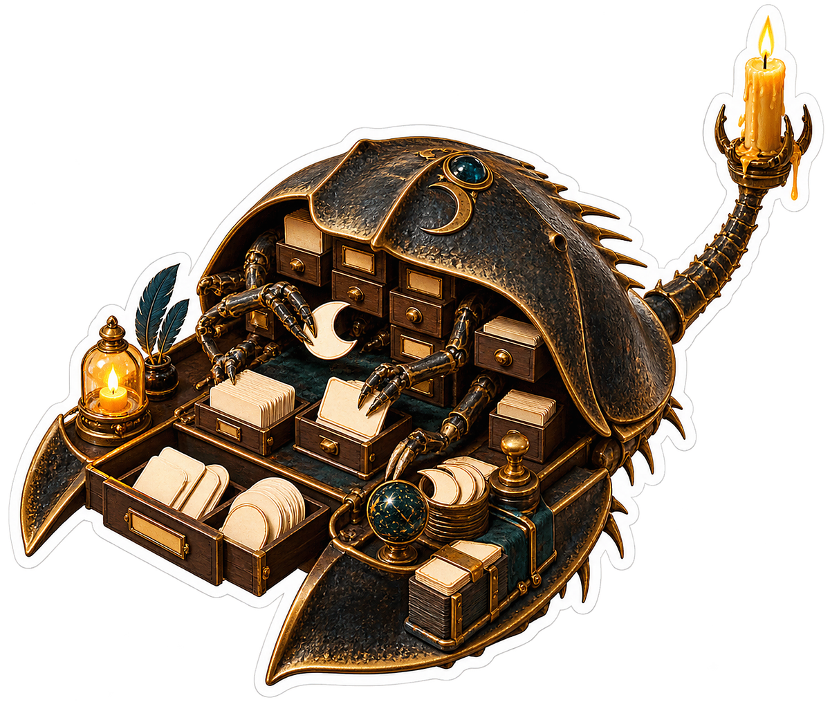 Brass Horseshoe Crab Card Catalog Librarian Vinyl Sticker Decal