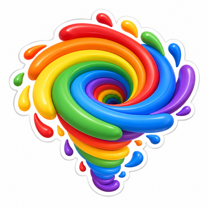 Spiraling Rainbow Whirlpool Of Colorful Ribbons Vinyl Sticker Decal