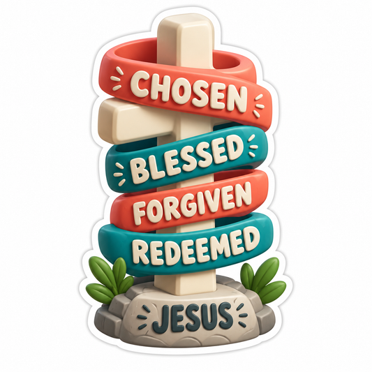 Chosen Blessed Forgiven Redeemed Jesus Vinyl Sticker Decal