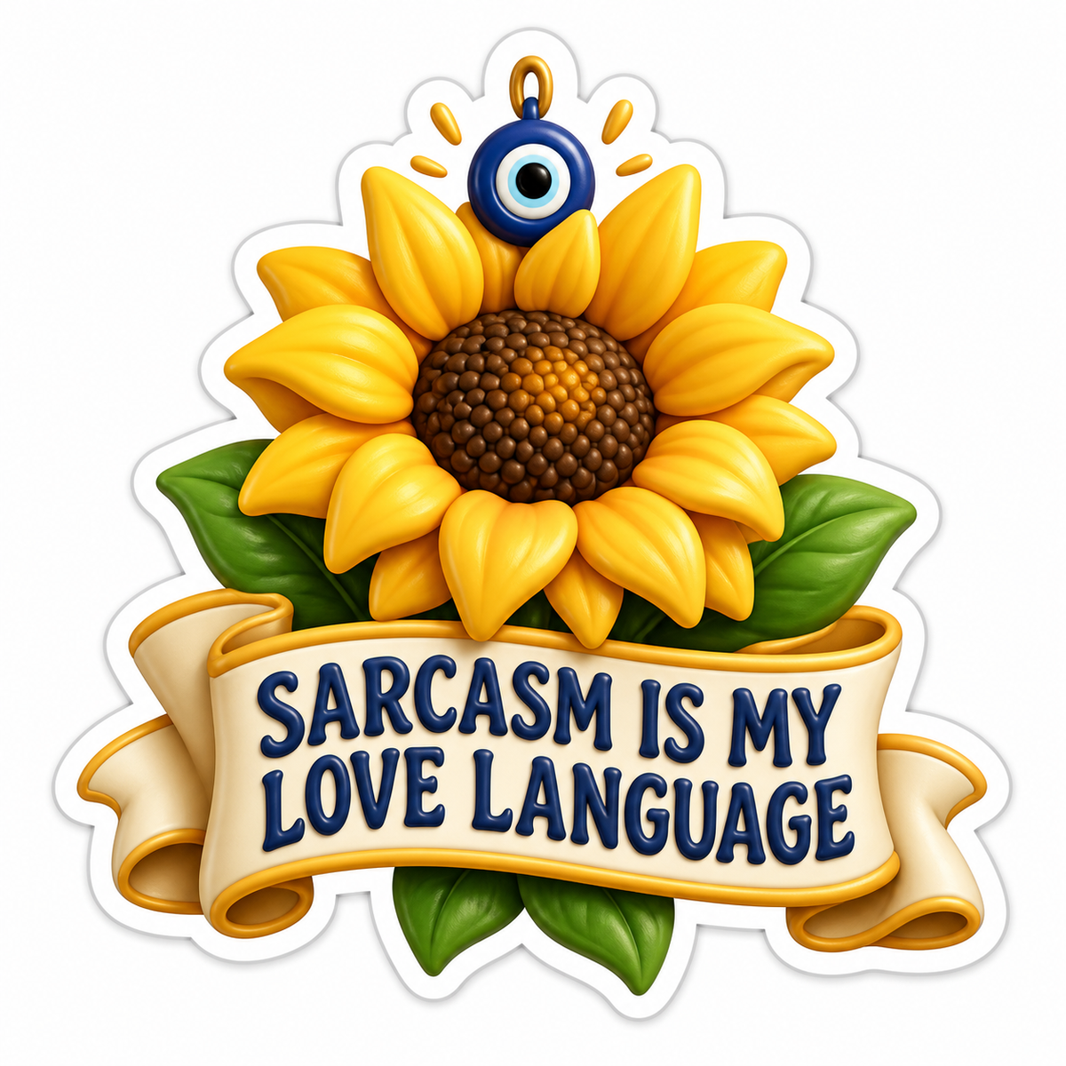 Sarcasm Is My Love Language Gold Blue Vinyl Sticker Decal