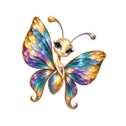 Butterfly Topaz Iridescent Vane Sway Vinyl Sticker Decal