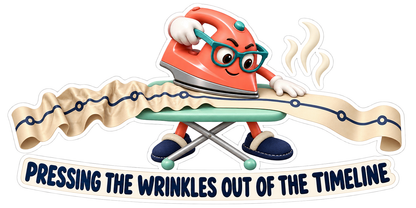 Pressing Wrinkles Timeline Iron Vinyl Sticker Decal