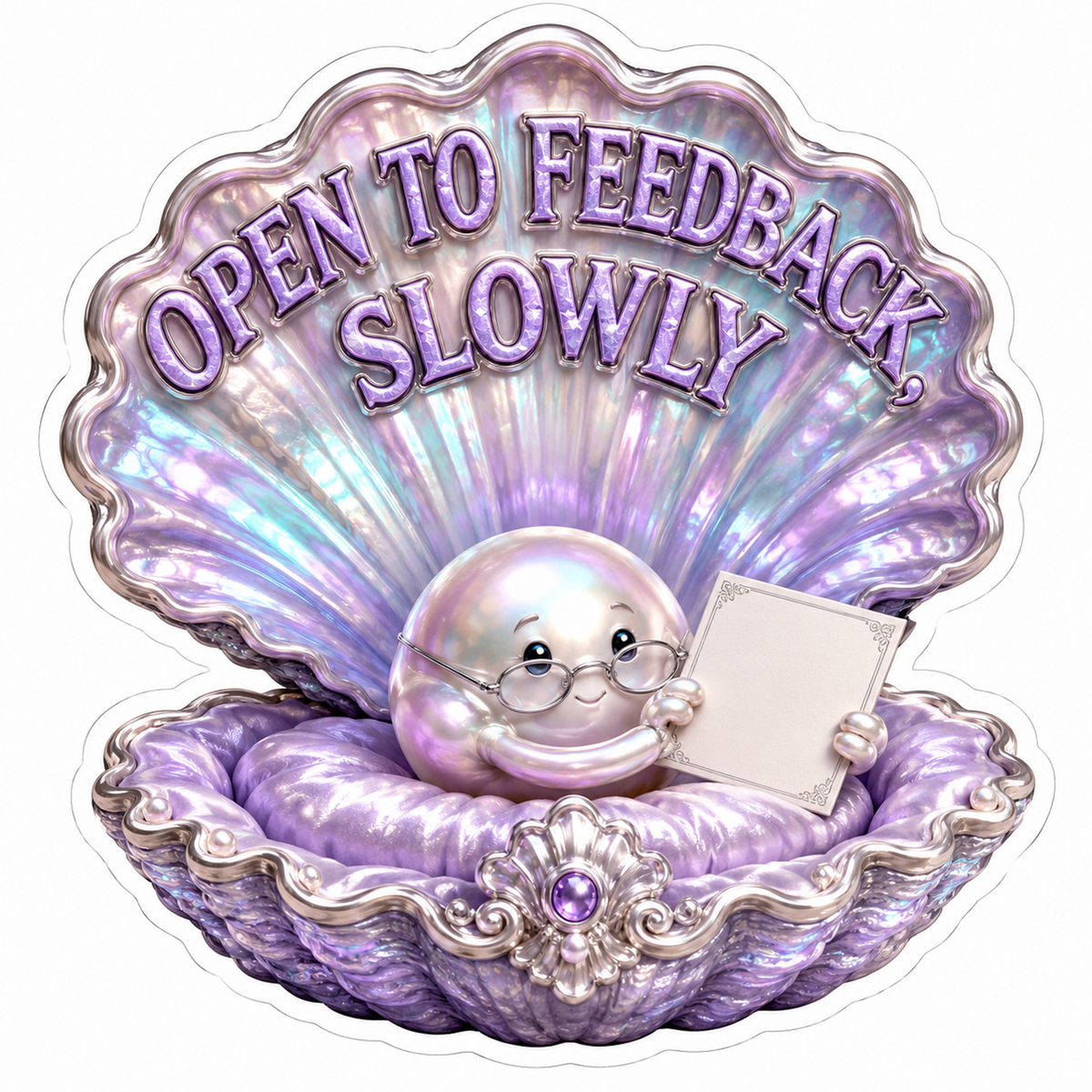 Open to Feedback Slowly Pearl in Shell Vinyl Sticker Decal