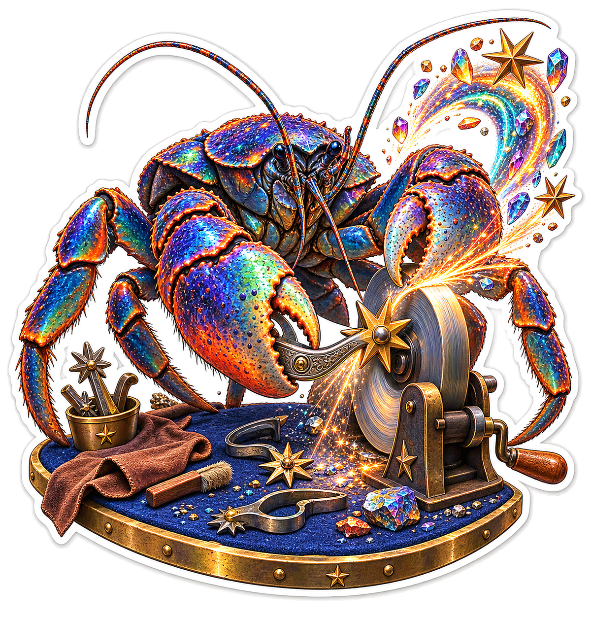 Holographic Coconut Crab Celestial Spur Polisher Vinyl Sticker Decal