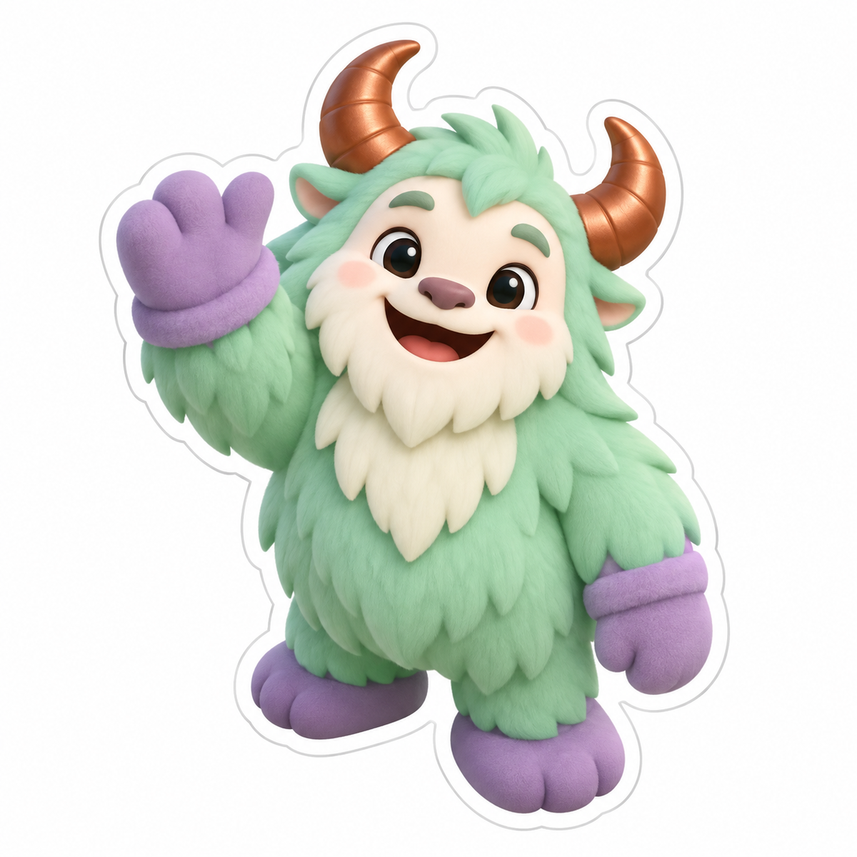 Gentle Mint-Furred Mountain Creature Vinyl Sticker Decal