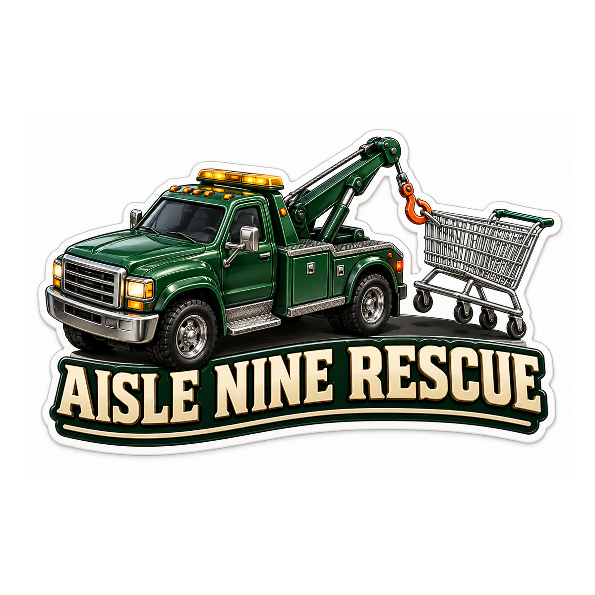 Aisle Nine Rescue Tow Truck Vinyl Sticker Decal