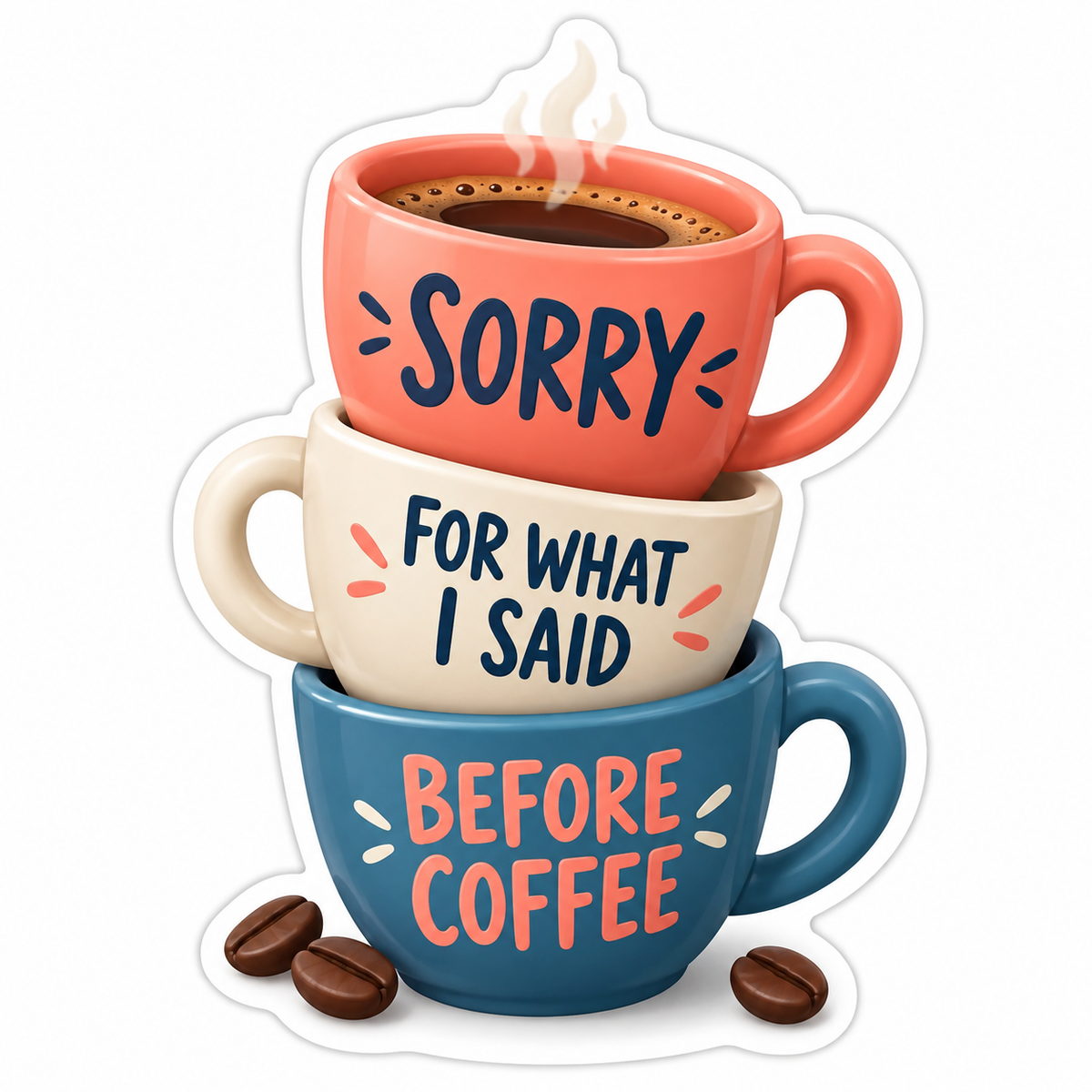 Sorry For What I Said Before Coffee Coral Navy Vinyl Sticker Decal