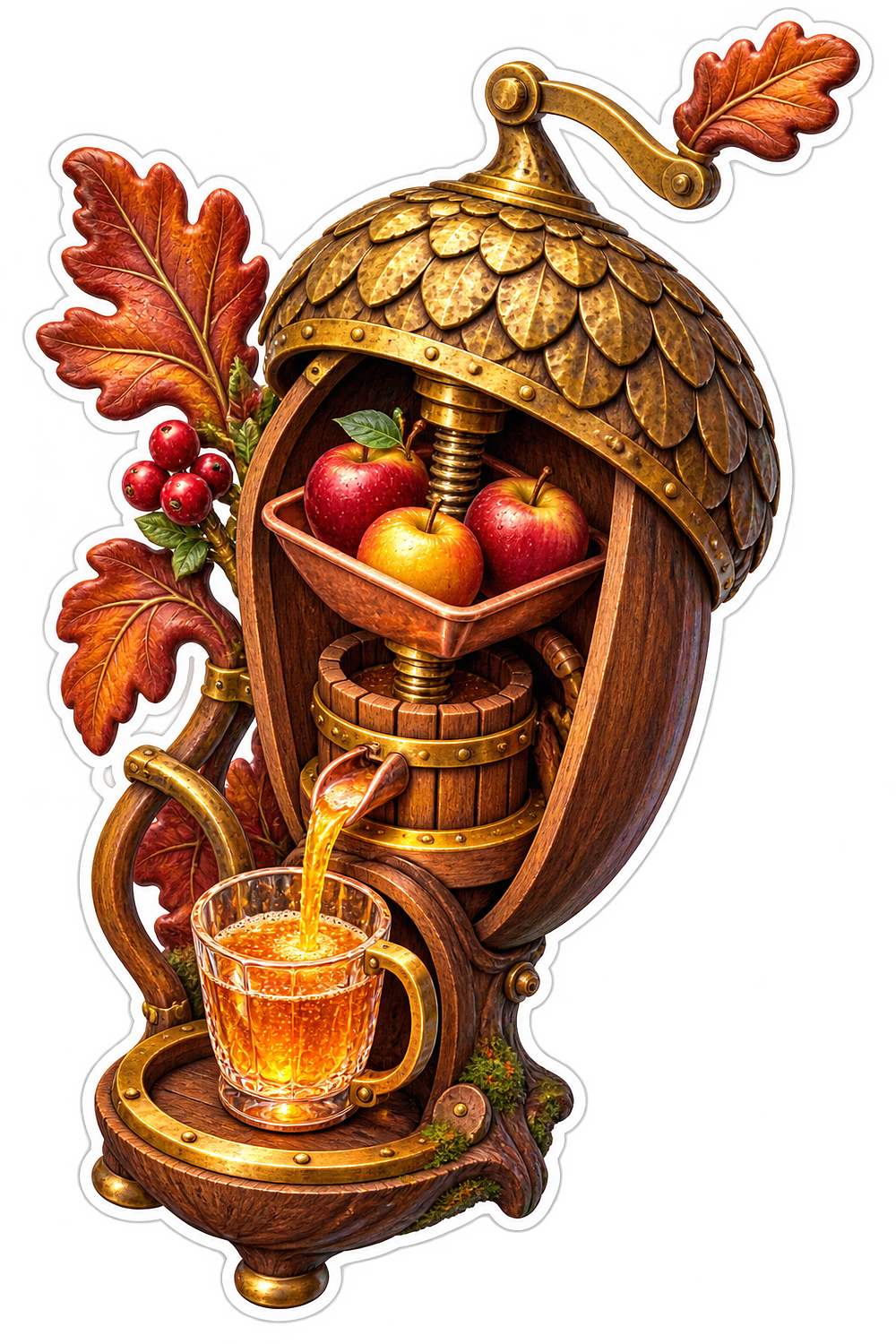 Acorn Cider Press Autumn Harvest Vinyl Sticker Decal