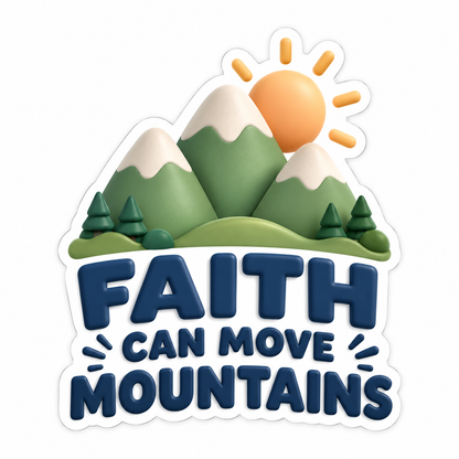 Faith Can Move Mountains Sage Peach Vinyl Sticker Decal