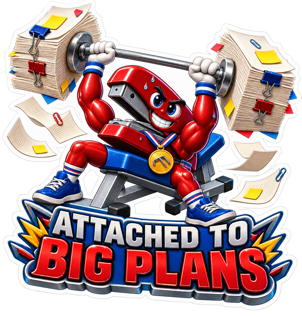 Attached Big Plans Stapler Vinyl Sticker Decal