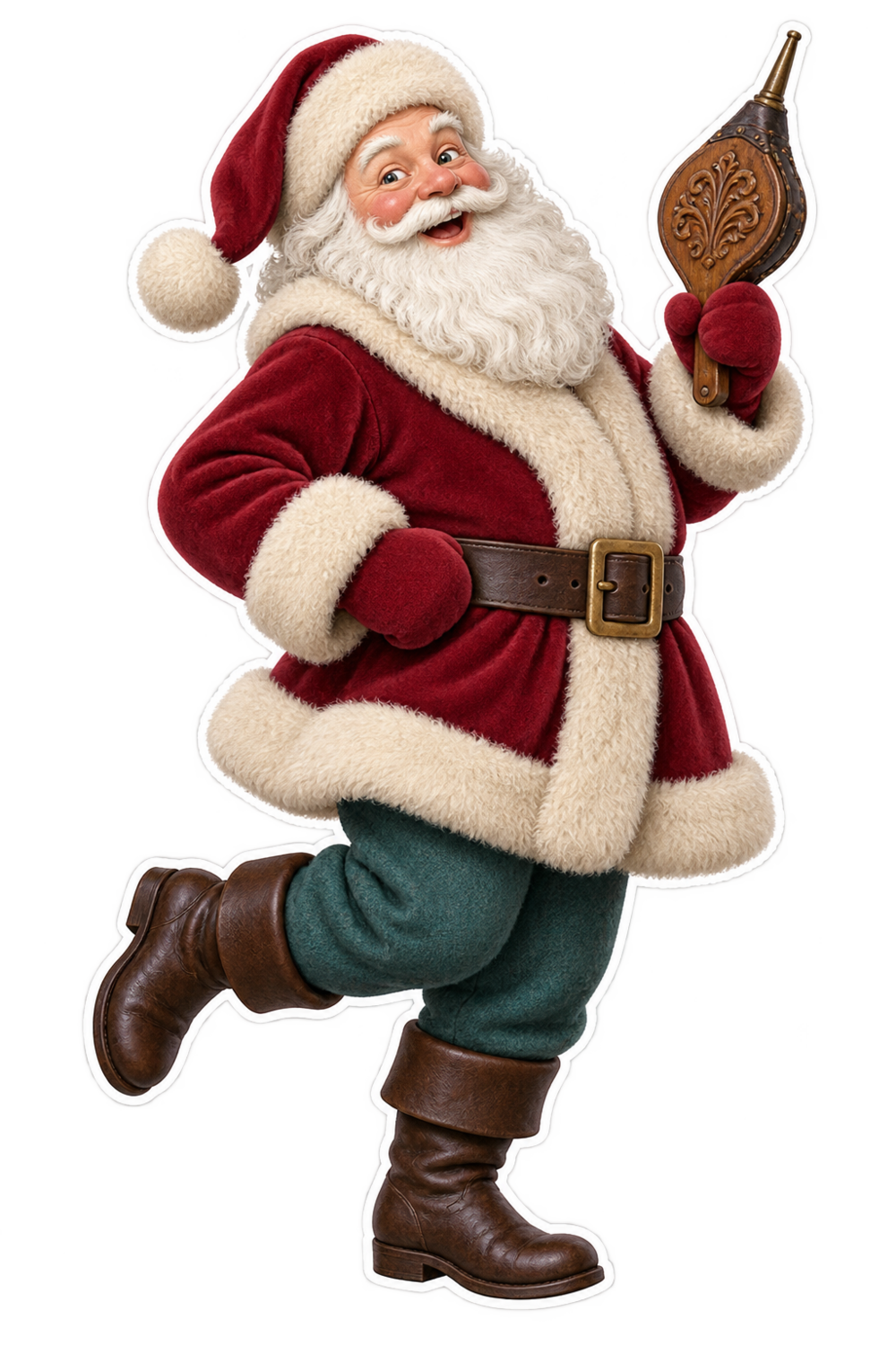 Santa Antique Wooden Glove Powderer Vinyl Sticker Decal