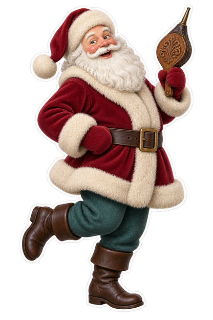 Santa Antique Wooden Glove Powderer Vinyl Sticker Decal