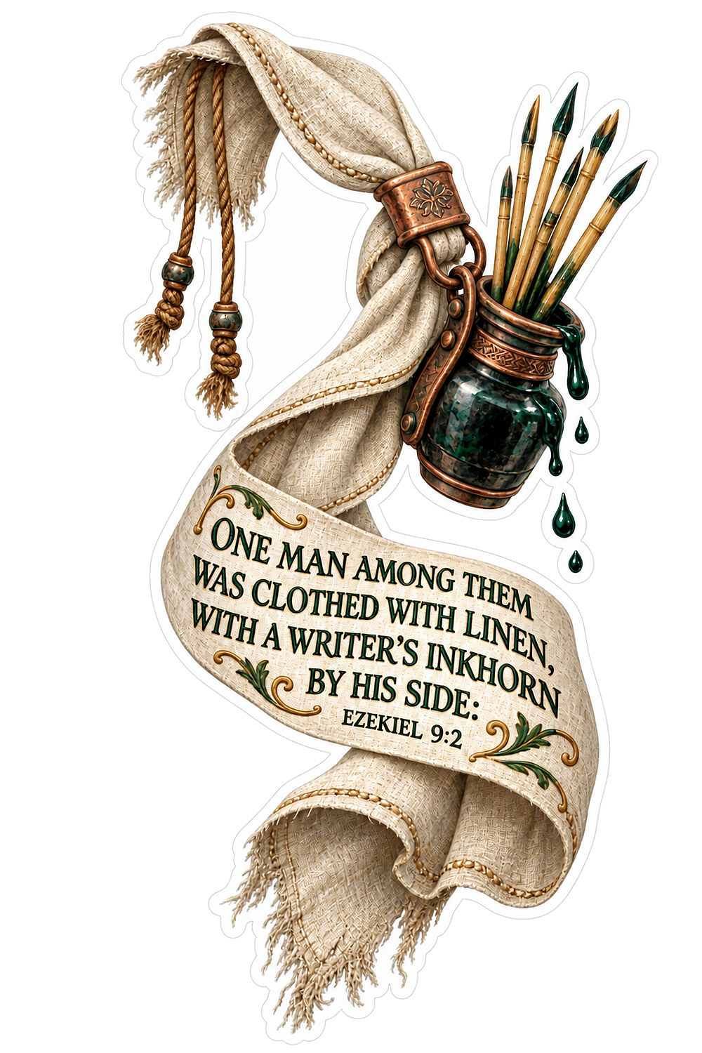 Bible Writers Inkhorn Linen Ezekiel 9 2 Vinyl Sticker Decal