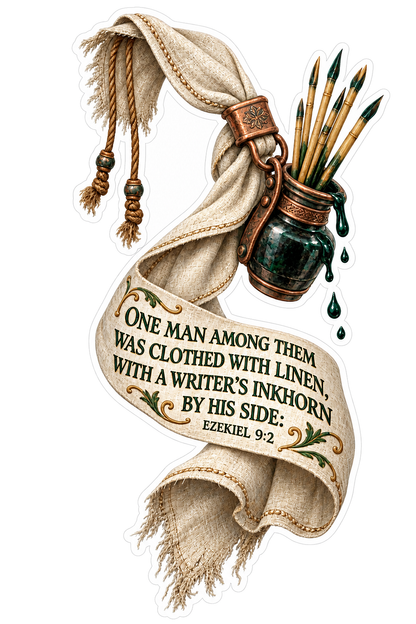 Bible Writers Inkhorn Linen Ezekiel 9 2 Vinyl Sticker Decal