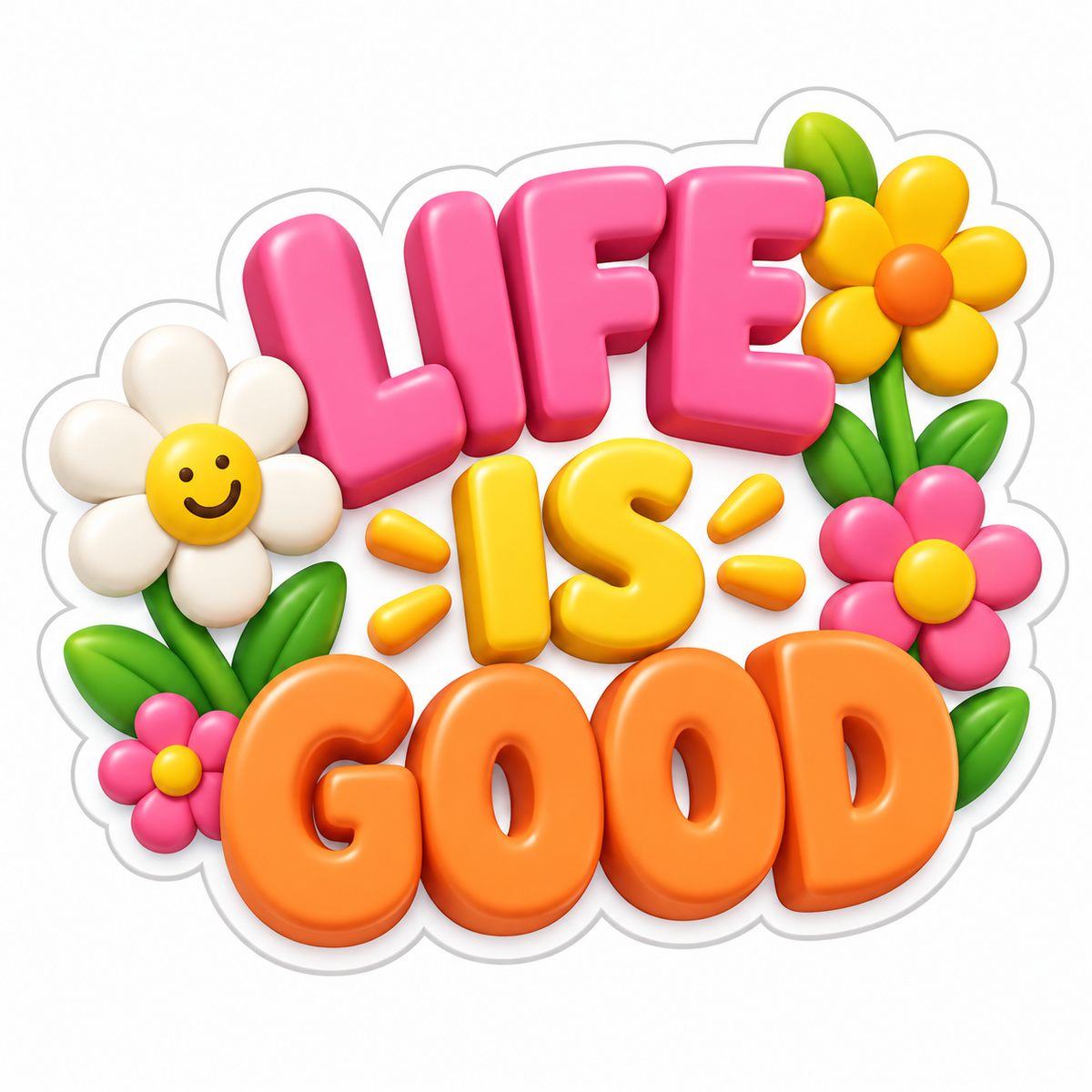 Life Is Good Pink Yellow Vinyl Sticker Decal