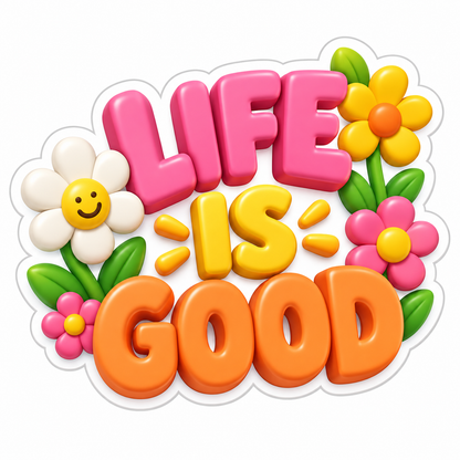 Life Is Good Pink Yellow Vinyl Sticker Decal