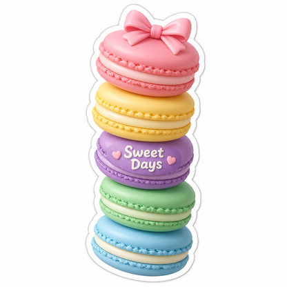 Stack Of Five Pastel Macarons Topped Vinyl Sticker Decal