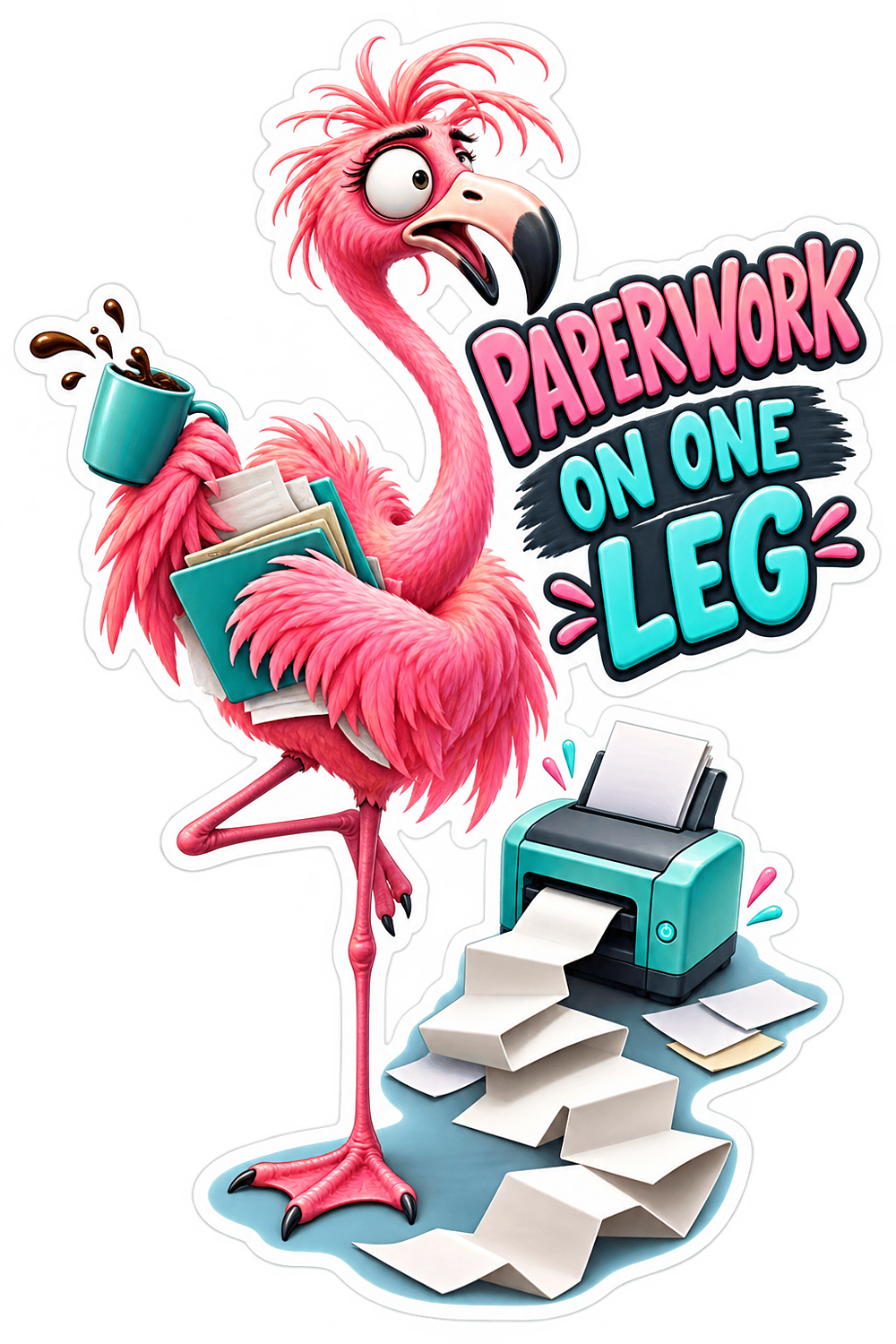 Paperwork Flamingo Vinyl Sticker Decal