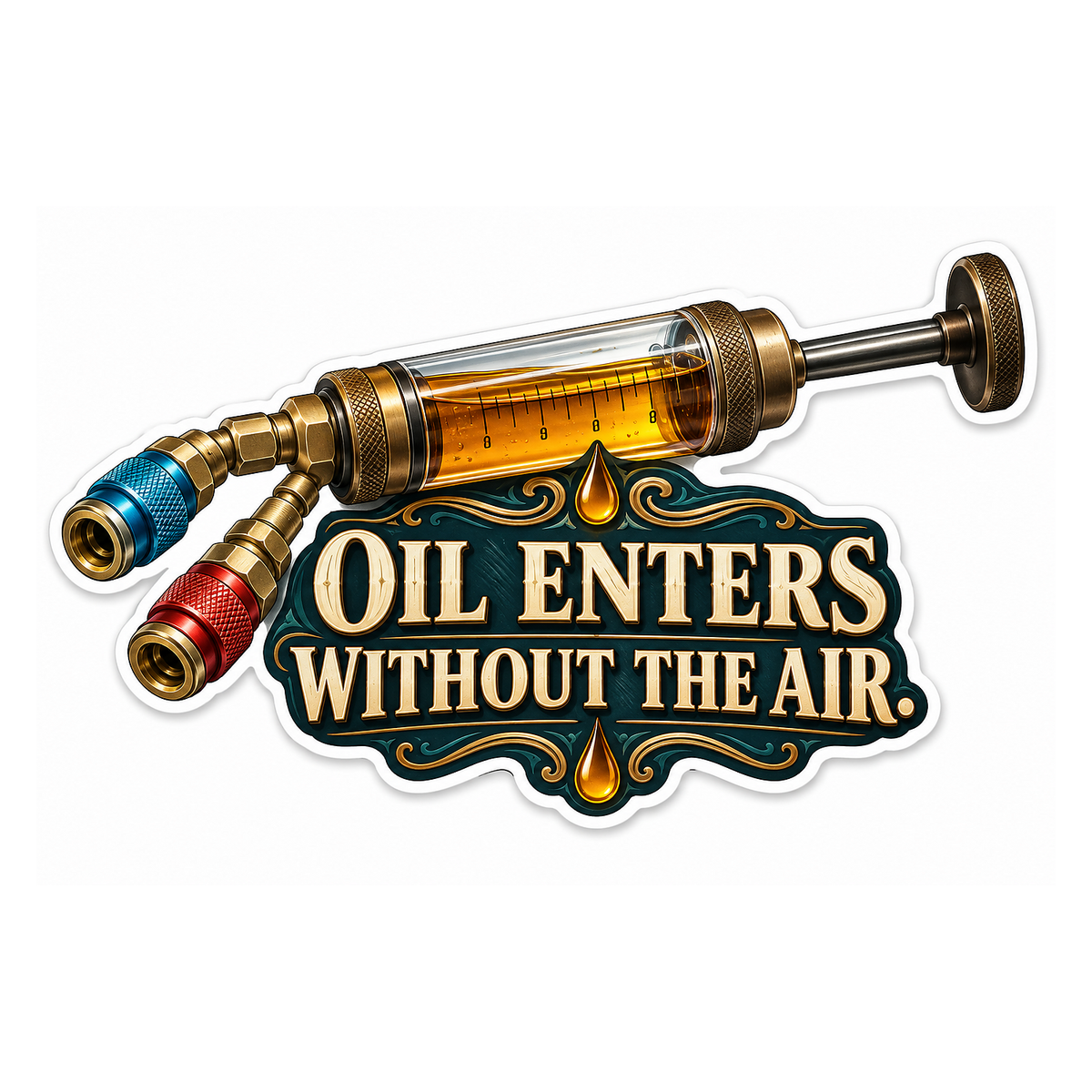 Refrigerant Oil Injector Vinyl Sticker Decal