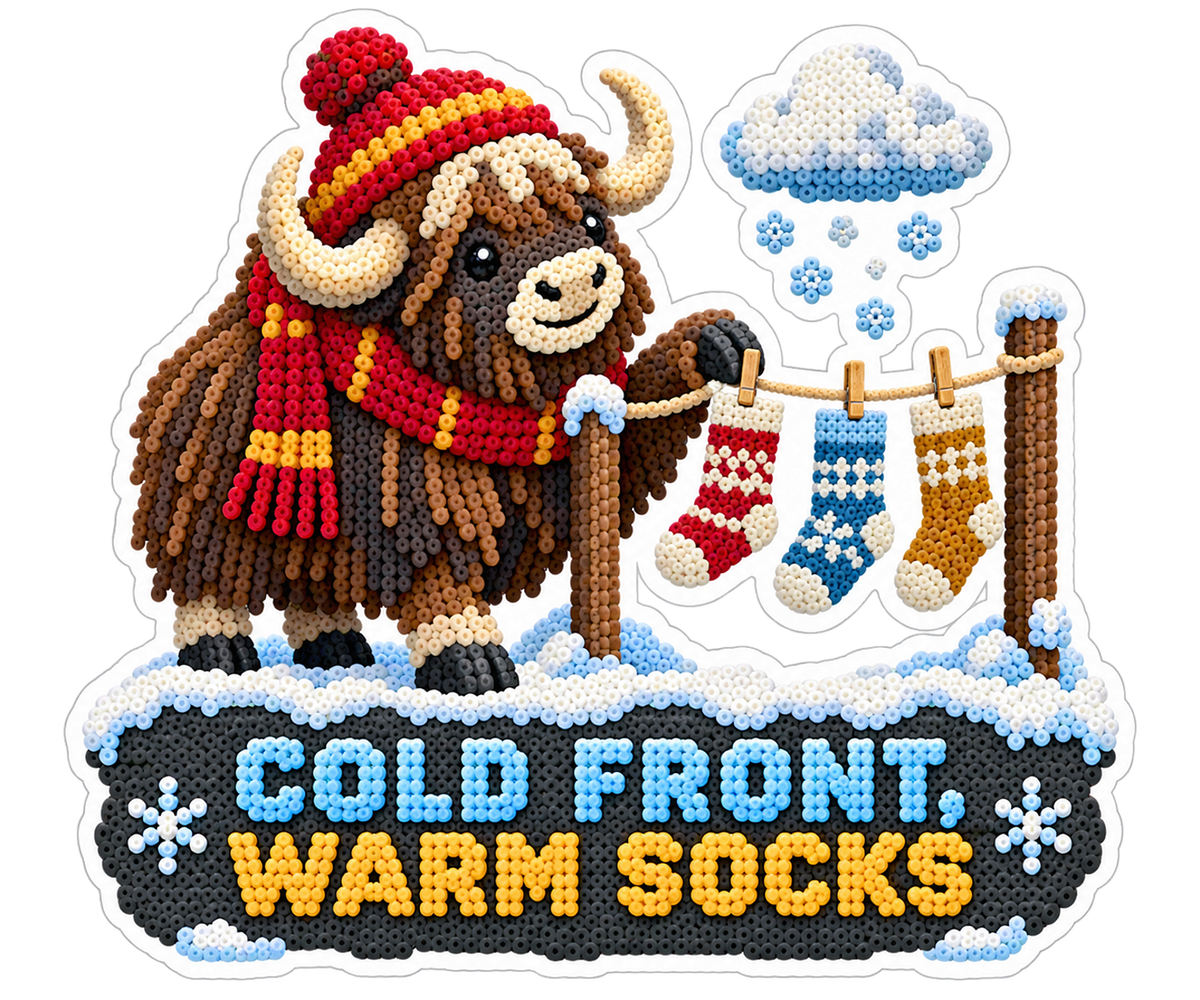 Cold Front Warm Socks Yak Vinyl Sticker Decal
