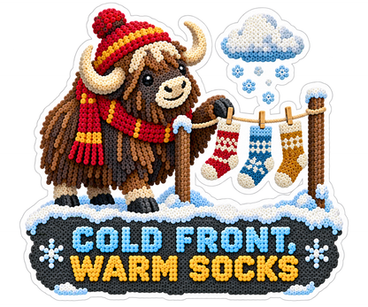 Cold Front Warm Socks Yak Vinyl Sticker Decal