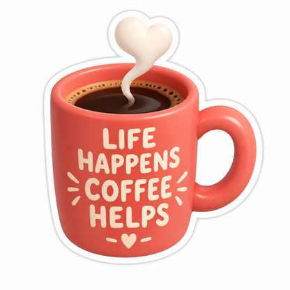 Life Happens Coffee Helps Vinyl Sticker Decal