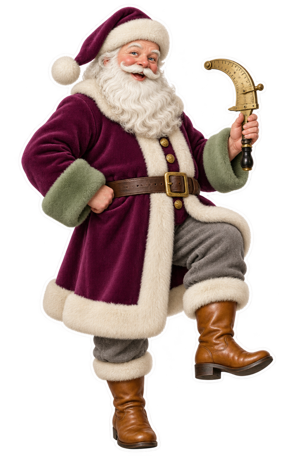 Santa Antique Brass Boot Heel Measuring Gauge Vinyl Sticker Decal