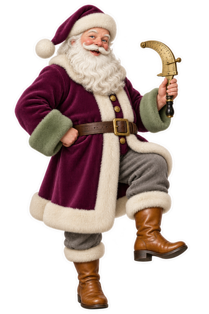 Santa Antique Brass Boot Heel Measuring Gauge Vinyl Sticker Decal
