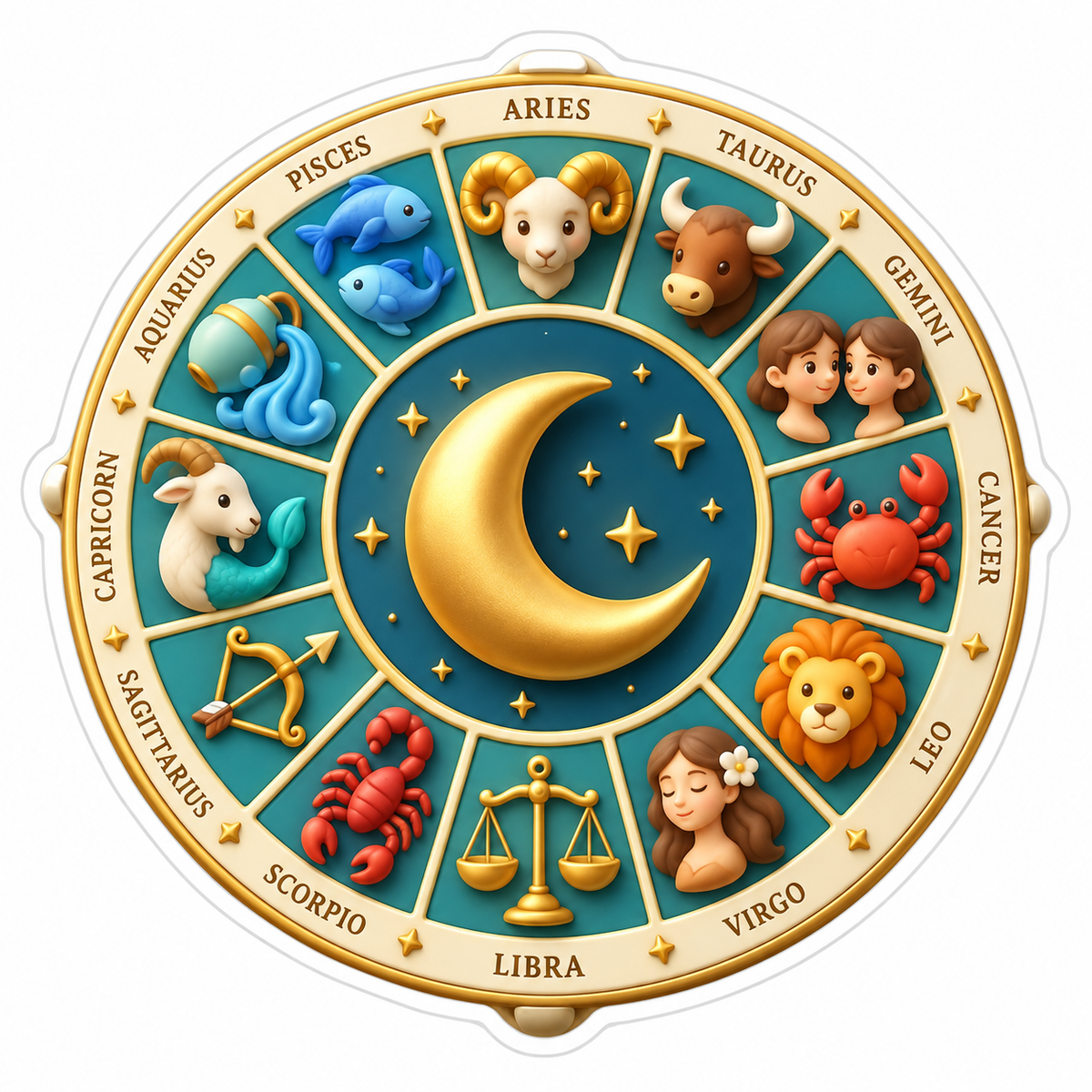 Cream Turquoise Zodiac Ring Vinyl Sticker Decal