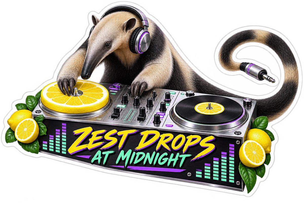 Zest Drops at Midnight Anteater DJ Vinyl Sticker Decal