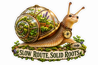 Slow Route Solid Roots Terrarium Snail Vinyl Sticker Decal