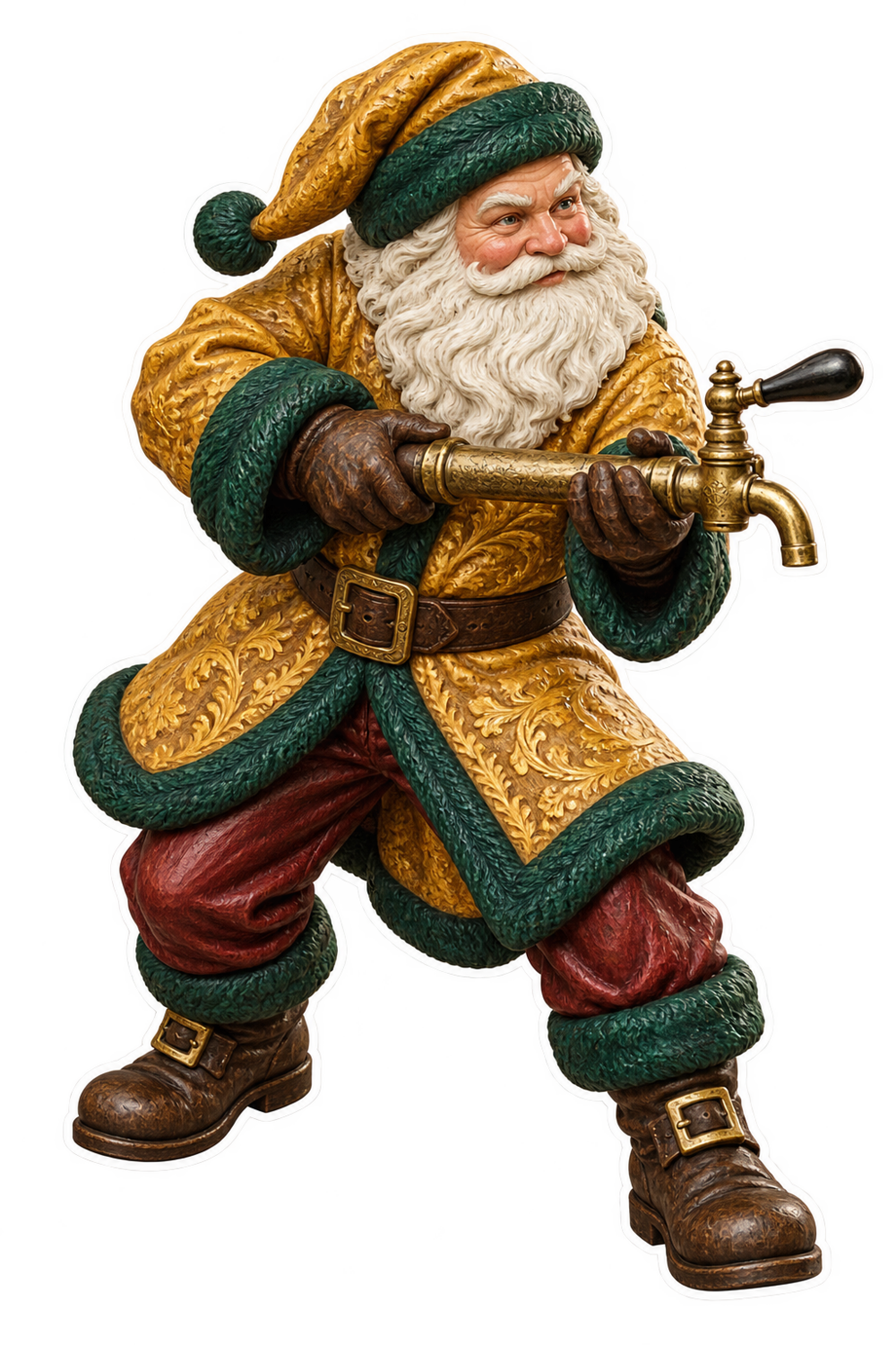 Santa Antique Brass Champagne Tap Vinyl Sticker Decal