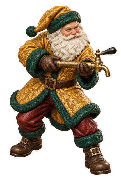 Santa Antique Brass Champagne Tap Vinyl Sticker Decal