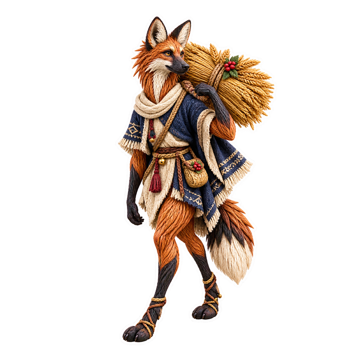 Lacquered Jute Maned Wolf Nativity Straw Sheaf Vinyl Sticker Decal
