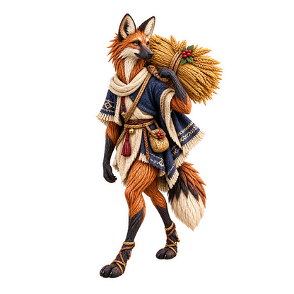 Lacquered Jute Maned Wolf Nativity Straw Sheaf Vinyl Sticker Decal