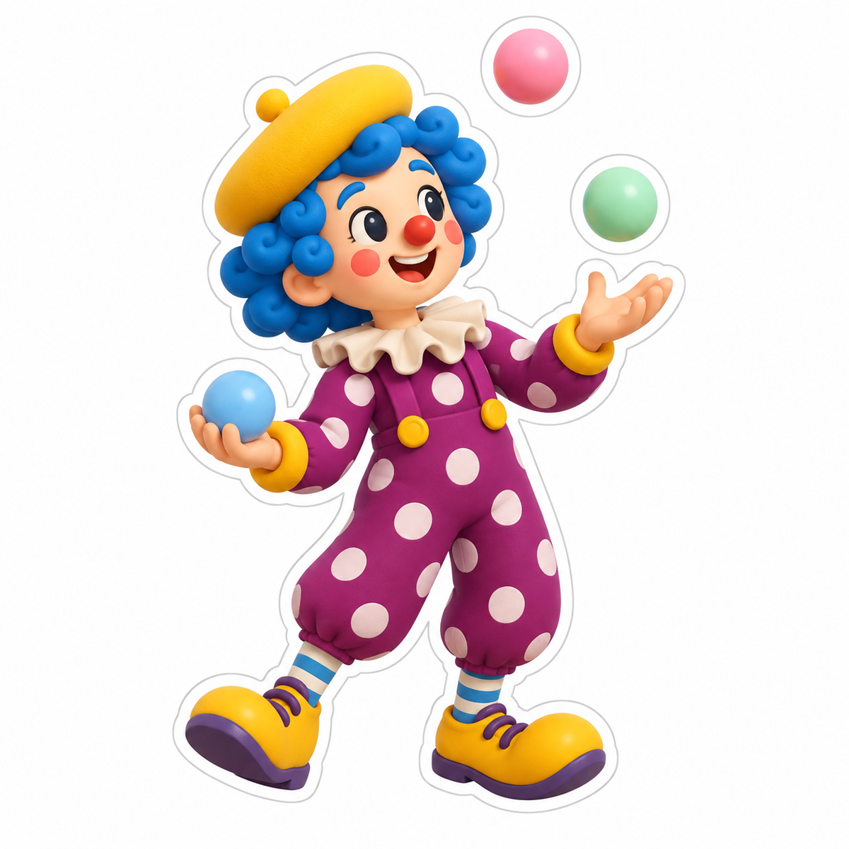 Carnival Juggler With Blue Curls Vinyl Sticker Decal
